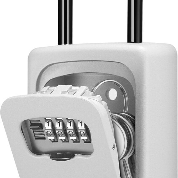 Lock Box, Large Key Lock Box Resettable Combination Code Lockbox, Portable Wall - Picture 1 of 8